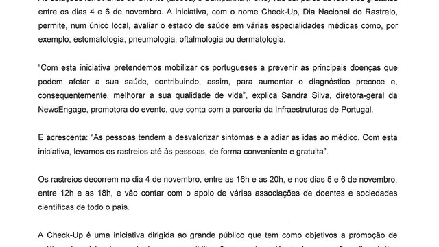 INFORMAÇÃO - RASTREIOS GRATUITOS DESTINADOS A TODA A POPULAÇÃO  INFORMAÇÃO - RASTREIOS GRATUITOS DESTINADOS A TODA A POPULAÇÃO