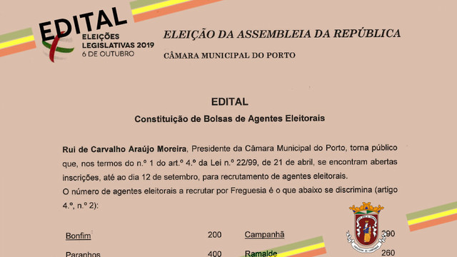 Edital - Constituição de Bolsas de Agentes Eleitorais 2019