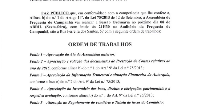 ASSEMBLEIA DE FREGUESIA  