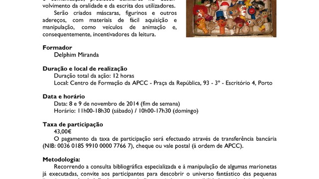  Ateliê de Marionetas de Dedo e Animação do Livro e da Leitura