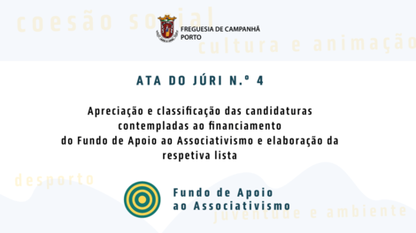 Ata n.o 4 do Júri - Apreciação e classificação das candidaturas contempladas Ata n.o 4 do Júri - Apreciação e classificação das candidaturas contempladas