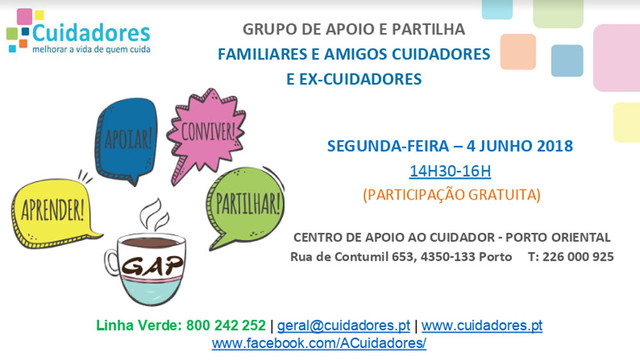 Grupo de Apoio e Partilha na segunda-feira Grupo de Apoio e Partilha na segunda-feira