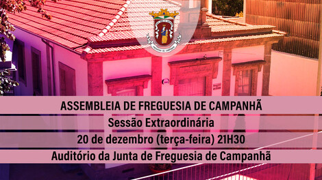 Assembleia de Freguesia de Campanhã - 20 dezembro - 21h30