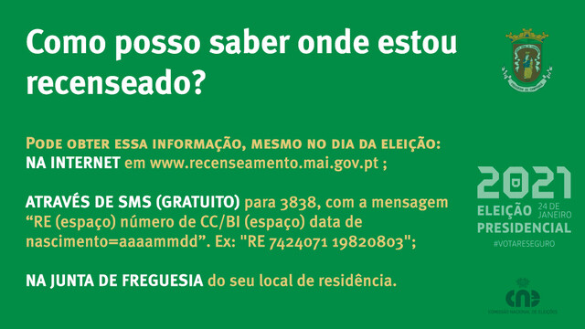 Saiba onde está recenseado Saiba onde está recenseado