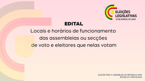 Locais e horários de funcionamento das assembleias ou secções de voto e eleitores que nelas votam Locais e horários de funcionamento das assembleias ou secções de voto e eleitores que nelas votam