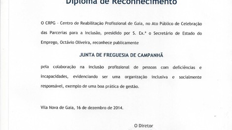 JUNTA DE FREGUESIA DE CAMPANHÃ HOMENAGEADA