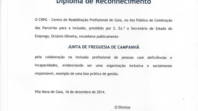 JUNTA DE FREGUESIA DE CAMPANHÃ HOMENAGEADA JUNTA DE FREGUESIA DE CAMPANHÃ HOMENAGEADA