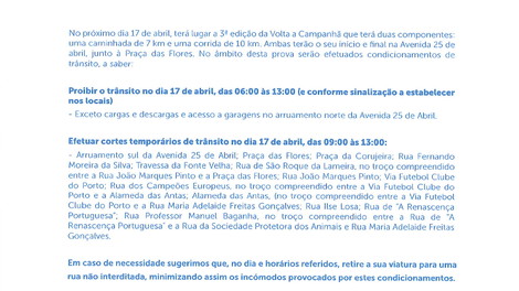 TRÂNSITO CONDICIONADO  - 3a VOLTA A CAMPANHÃ 