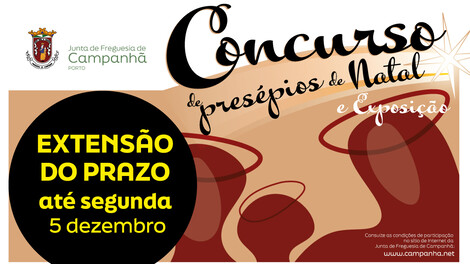 Extendido o prazo de entrega dos presépios a concurso - para 5 dezembro Extendido o prazo de entrega dos presépios a concurso - para 5 dezembro