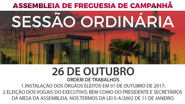 Assembleia de Freguesia - 26 outubro Assembleia de Freguesia - 26 outubro
