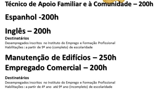 CURSOS DE FORMAÇÃO FINANCIADOS