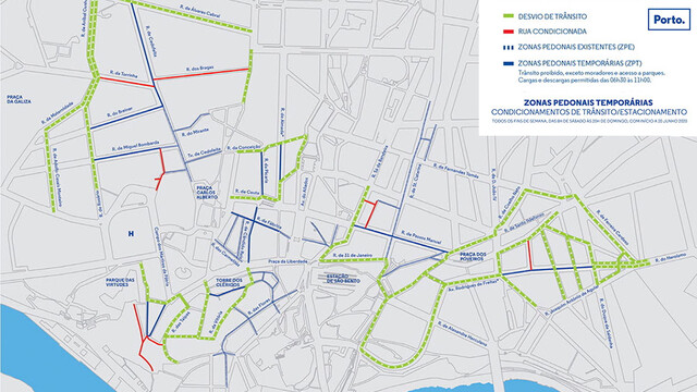 Novas zonas pedonais temporárias na Baixa e Centro Histórico da cidade Novas zonas pedonais temporárias na Baixa e Centro Histórico da cidade
