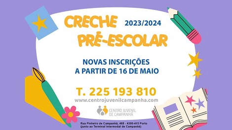 Pré-inscrições Creche e Pré-Escolar - Centro Juvenil de Campanhã 