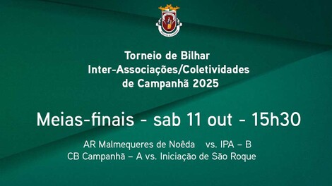 Finais do Torneio de Bilhar de Campanhã disputam-se este sábado! Finais do Torneio de Bilhar de Campanhã disputam-se este sábado!