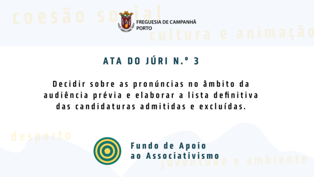 Ata n.o 3 do Júri - Lista definitiva ... - Fundo Apoio Ass. 2022