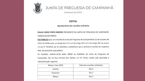 EDITAL - Agendamento das reuniões ordinárias