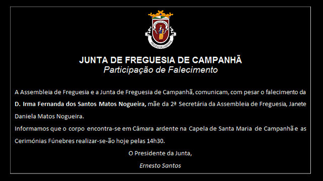 Participação de Falecimento  Participação de Falecimento