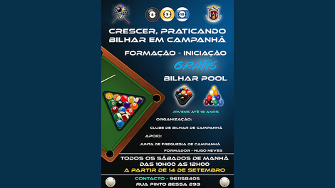 Projeto Academia de Bilhar inicia a 14 de setembro Projeto Academia de Bilhar inicia a 14 de setembro
